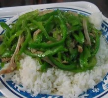 Shredded Pork with Garlic Shoots Rice