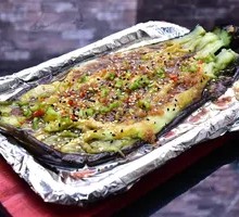 Grilled Eggplant on Iron Plate