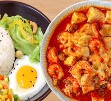 Spicy Mapo Tofu with Crawfish Rice