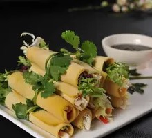 Cilantro-wrapped tofu skin rolls