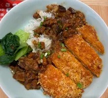 Fried Chicken with Braised Pork Rice