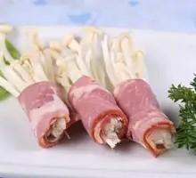 Bacon and Enoki Mushrooms
