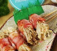 Grilled Pork Belly Rolls with Enoki Mushrooms