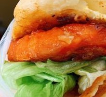 Egg-filled pancake with chicken leg