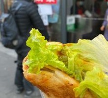 Pancake with pork belly and grilled sausage