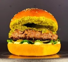 Caramelized Tofu and Beef Cheese Burger