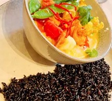 Thai Yellow Curry Sea Bass with Shrimp Rice