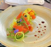 White Bamboo Shoots Smoked Salmon with Caviar