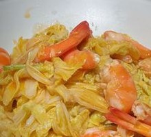Braised Large Shrimp with Chinese Cabbage