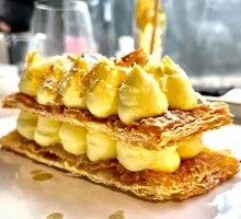 Napoleon Cake with Vanilla Ice Cream