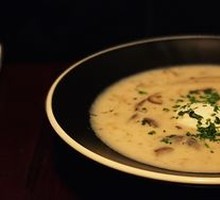 French Truffle Mushroom Cream Soup with Poached Egg
