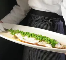 Steamed White Fish with Green Pepper Sauce