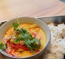Thai Yellow Curry Sea Bass with Shrimp Rice