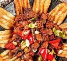 Pan-fried Pancake with Chicken Stew