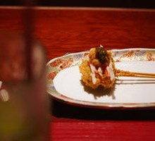 Fried Avocado with Pine Needle Crab and Sea Urchin Caviar