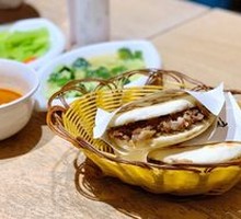 Stuffed pork and beef sandwich