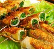 Cilantro-wrapped tofu skin rolls