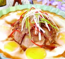 Pork belly with soft-boiled egg