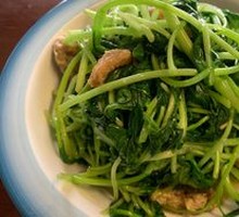 Fried Pork Crumbs with Mustard Greens