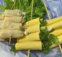 Cilantro-wrapped tofu skin rolls