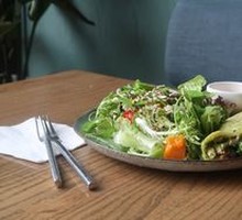 Half Portion Herb Chicken Raffa Roll with Salad