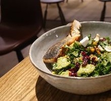 Pan-seared Salmon Avocado Salad with Chicken