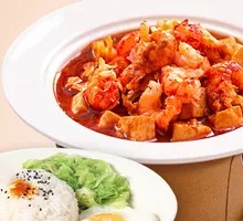 Spicy Mapo Tofu with Crawfish Rice