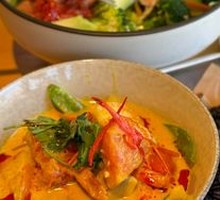 Thai Yellow Curry Sea Bass with Shrimp Rice