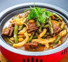 Pork Ribs with Green Beans and Cornbread Dumplings