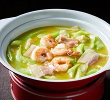 Golden Soup with Fresh Shrimp and Loofah