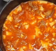 Spicy Radish and Pork Belly Tofu Soup in Stone Pot