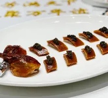 Roast Duck with Caviar Sun-Dried Pancake
