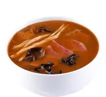 Tofu pudding with spicy soup mixed