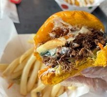 Slow-Cooked Black Vinegar Coffee Pork Burger with Mushroom Sauce