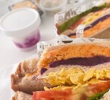 Purple Sweet Potato Crispy Pork Floss Soft Egg Sandwich