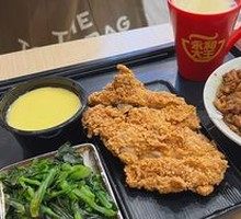 Crispy Chicken Cutlet with Braised Pork Rice
