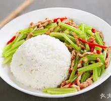 Celery and Pork Stir-fry Rice Bowl