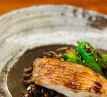 Grilled Black Bass with Truffle White Sauce