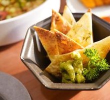 Basil Crisp with Avocado Pesto and Pine Nuts