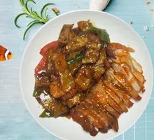 Garlic Braised Eggplant Chicken Rice