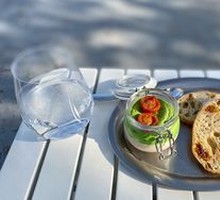 Avocado Tuna Mousse with Roasted Tomato and Cilantro