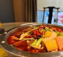 Spicy Boiled Beef Blood with Silver Pot