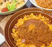 Sausage and Meat Sauce Baked Rice