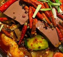 Spicy Blood Duck with Grilled Fish