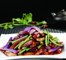 Stir-fried long beans with eggplant