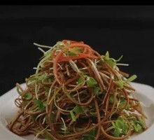 Tender Chinese Toon Sprouts with Black Bean Noodles