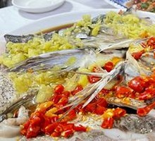Steamed Fish Head with Green and Red Peppers