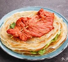 Hand-held Pancake with Pork Skewers