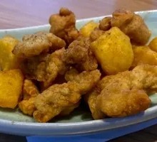 Crispy Pork with Potato and Rice Noodles