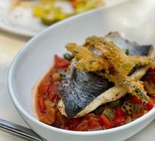 Grilled Sea Bass with Okra and Tomato